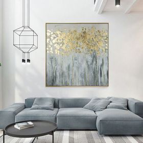 Oil Painting Handmade Hand Painted Wall Art Modern Gold Foil Tree Abstract  home corridor living room bedroom luxurious adornment painting (size: 100x100cm)