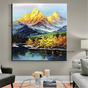 Hand-painted oil painting sitting room hanging painting thick oil jinshan office mural landscape decorative painting living room corridor decorative p (size: 60x60cm)