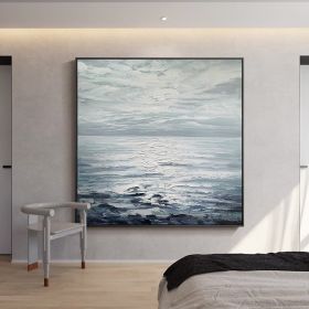 Hand Painted Abstract Landscape Oil Painting Oil Painting Seascape Clouds Nordic Wall Art Picture Modern Living Room Decor (size: 90x90cm)