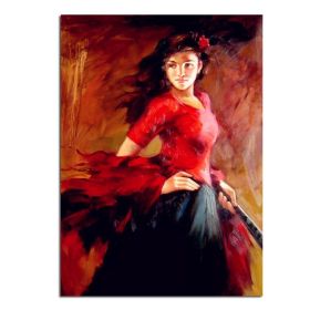 Ha's Art 100% Handmade Abstract Oil Painting Wall Art Modern Beautiful Girl Picture Canvas Home Decor For Living Room Bedroom No Frame (size: 60x90cm)