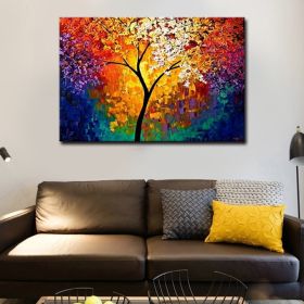 Hand Painted Canvas Oil Paintings Colorful Forest Landscape Abstract Wall Pictures Nordic Art Living Room Home Decor Frameless (size: 100x150cm)