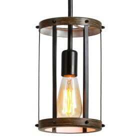 Vintage Rustic Pendant Light Metal Cage Pendant Lamps with Adjustable Length Farmhouse Caged Hanging Lamp for Kitchen Island Living Room Dining Room E (Color: as Pic)