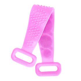 Silicone Back Scrubber Belt For Shower Exfoliating Foaming Body Wash Strap Brush Bristles Massage Dots (Color: Purple)